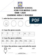 Reading Practice Work For Middle Class Term I 2020
