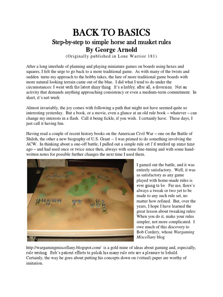 Back To Basics StepByStep To Simple Horse and Musket Rules PDF