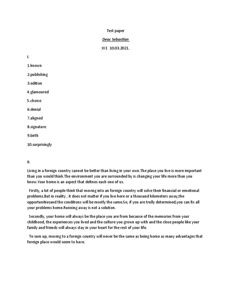 Test Paper | PDF | Language Arts & Discipline