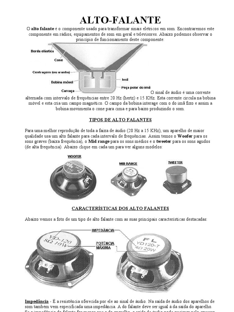 Alto-Falante: Tipos De Alto Falantes | Alto-falante | Som