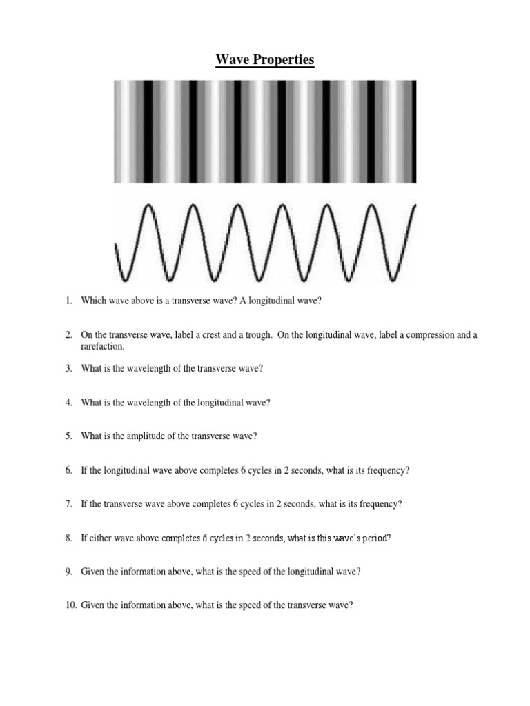 Wave Properties Worksheet PDF Waves Electromagnetic Spectrum