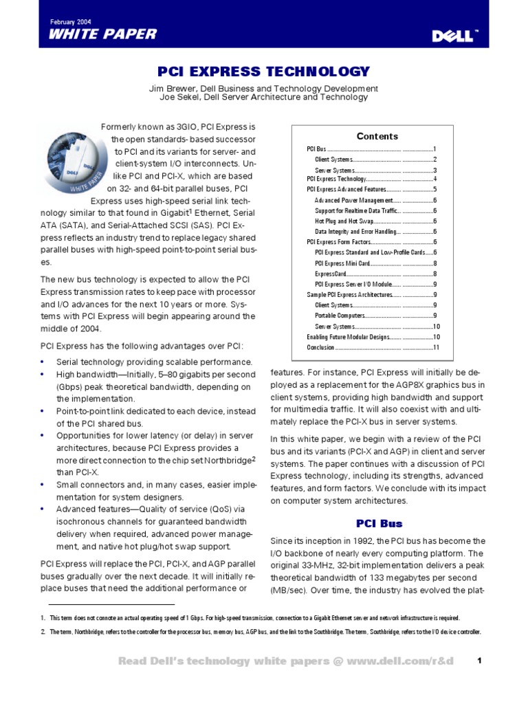 White Paper: Pci Express Technology | PDF