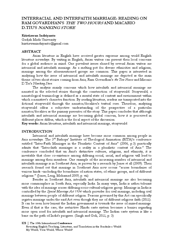 Asian Literature: Interfaith & Interracial Marriage Analysis | PDF ...