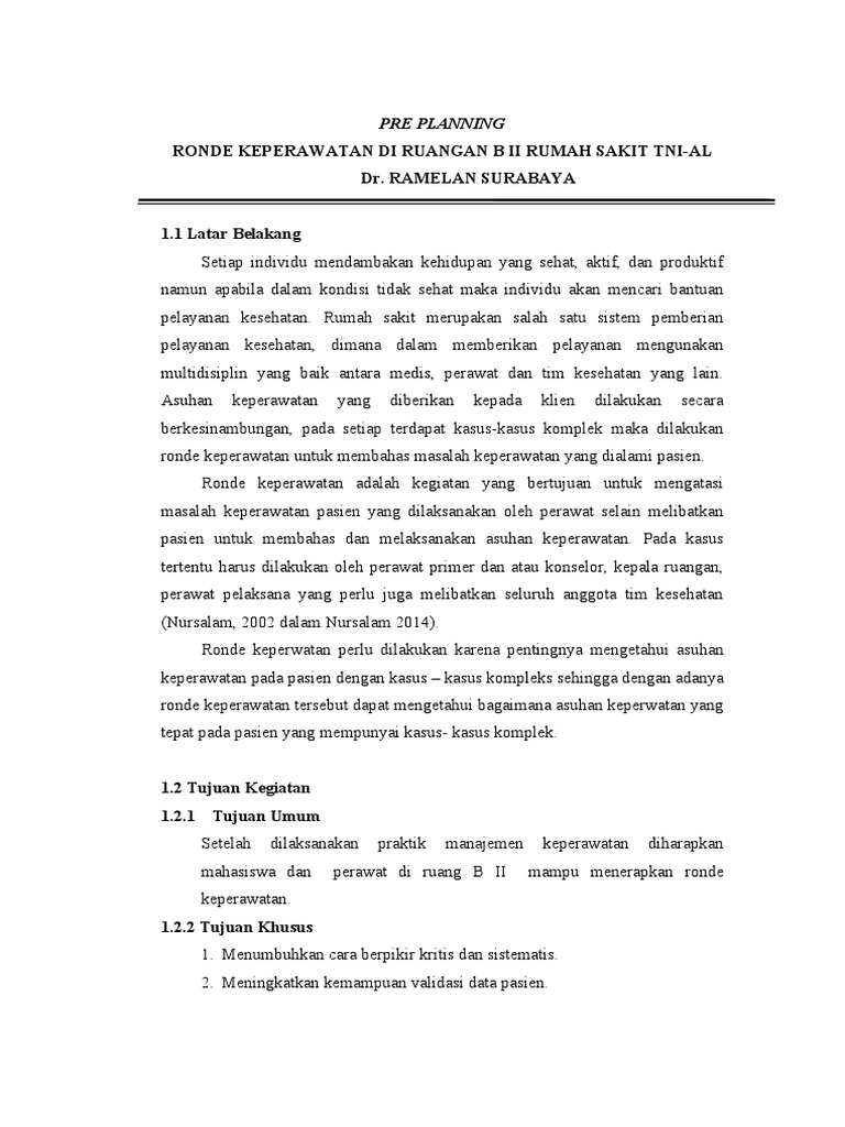 Pre Planning Ronde Keperawatan PDF