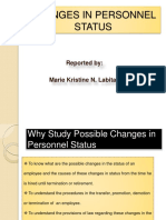 Changes in Personnel Statuss in Personnel Status
