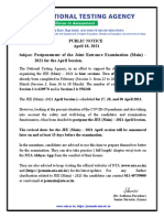 Public Notice April 18, 2021 Postponement of The Joint Entrance Examination (Main) - 2021 For The April Session