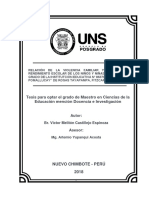 Tesis para Optar El Grado de Maestro en Ciencias de La Educación Mención Docencia e Investigación