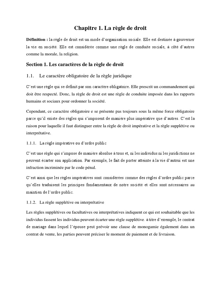Définition et Caractéristiques de la Règle de Droit | PDF | Éthique ...
