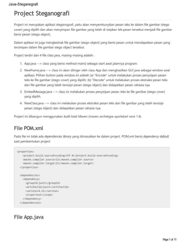 Aplikasi Steganografi Java Sederhana | PDF | Metode & Bahan Ajar