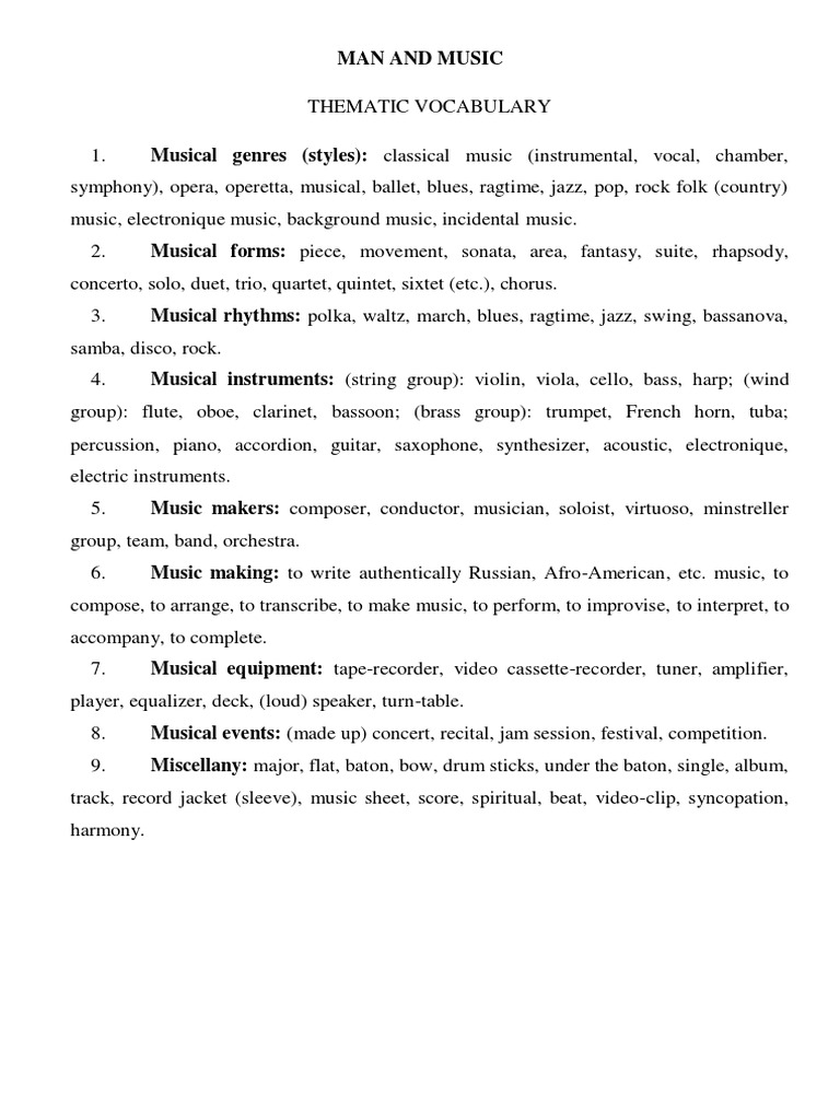 Thematic Vocabulary | PDF