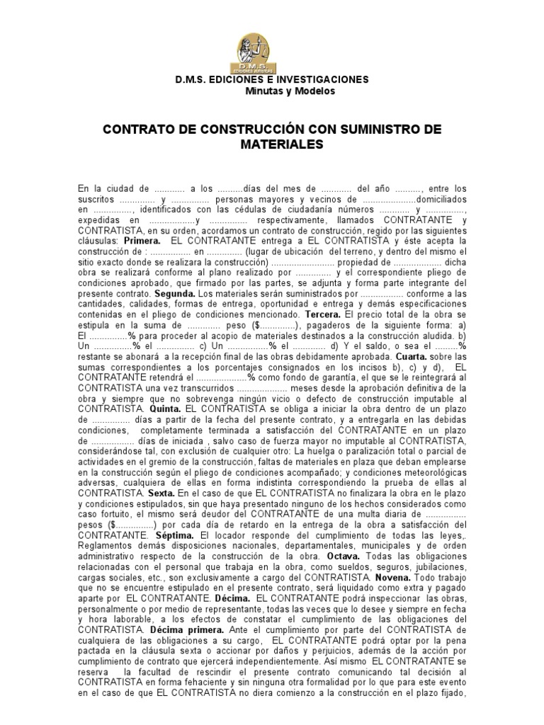 Contrato de Construccion Con Suministro de Materiales | PDF | Gobierno