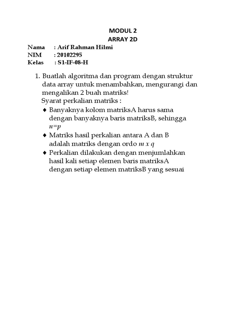 Operasi Matriks dengan Array 2D C++ | PDF | Komputer