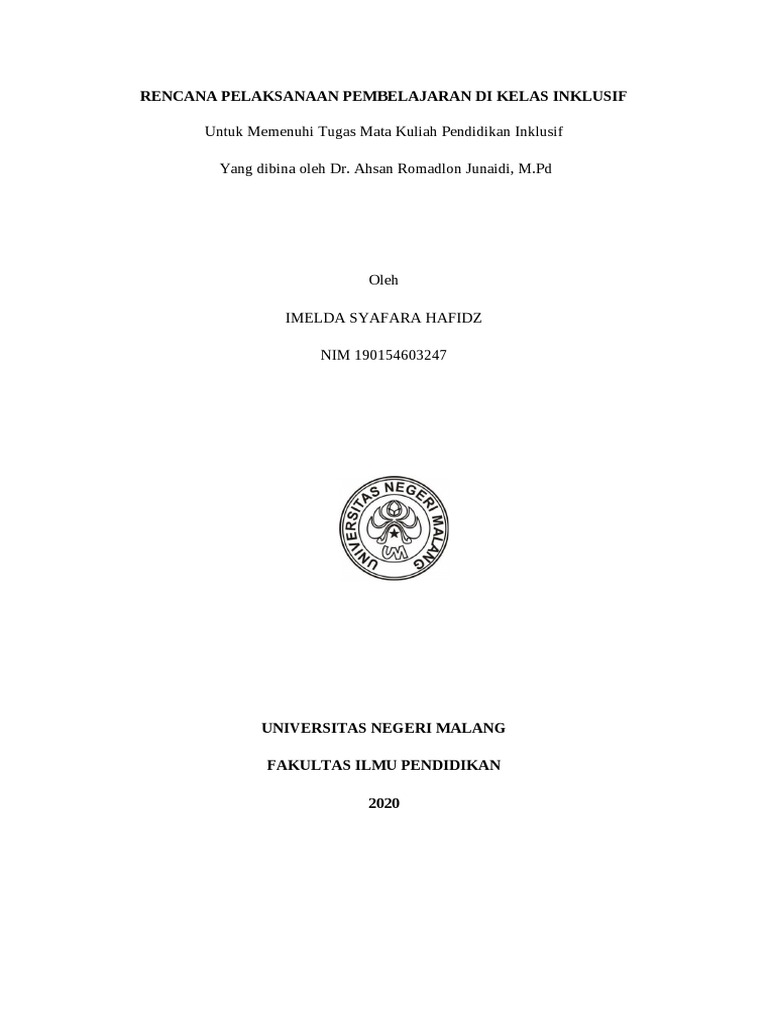 RPP Pembelajaran Kelas Inklusif SD | PDF