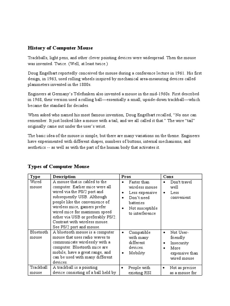 Evolution and Types of Computer Mouse | PDF | Human–Machine Interaction ...