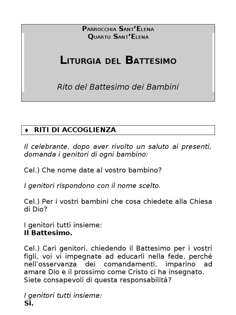 Rito Del Battesimo Dei Bambini