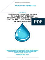 Especificaciones Generales Agua Potable