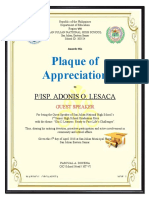 Plaque of Appreciation