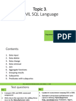 Topic 3. DML SQL Language: Hneu, Department of Information Systems, Course Database, V. V. Fedko