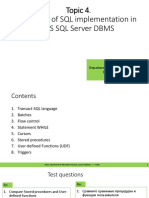 Topic 4. Features of SQL Implementation in Ms SQL Server Dbms