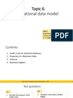 Topic 6. Relational Data Model: Hneu, Department of Information Systems, Course Database, V. V. Fedko