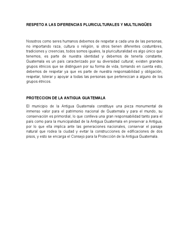 Respeto a la Pluriculturalidad en Guatemala | PDF