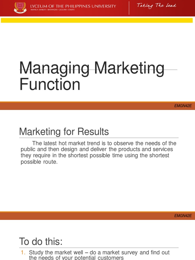 Managing Marketing Function | PDF | Strategic Management | Marketing ...