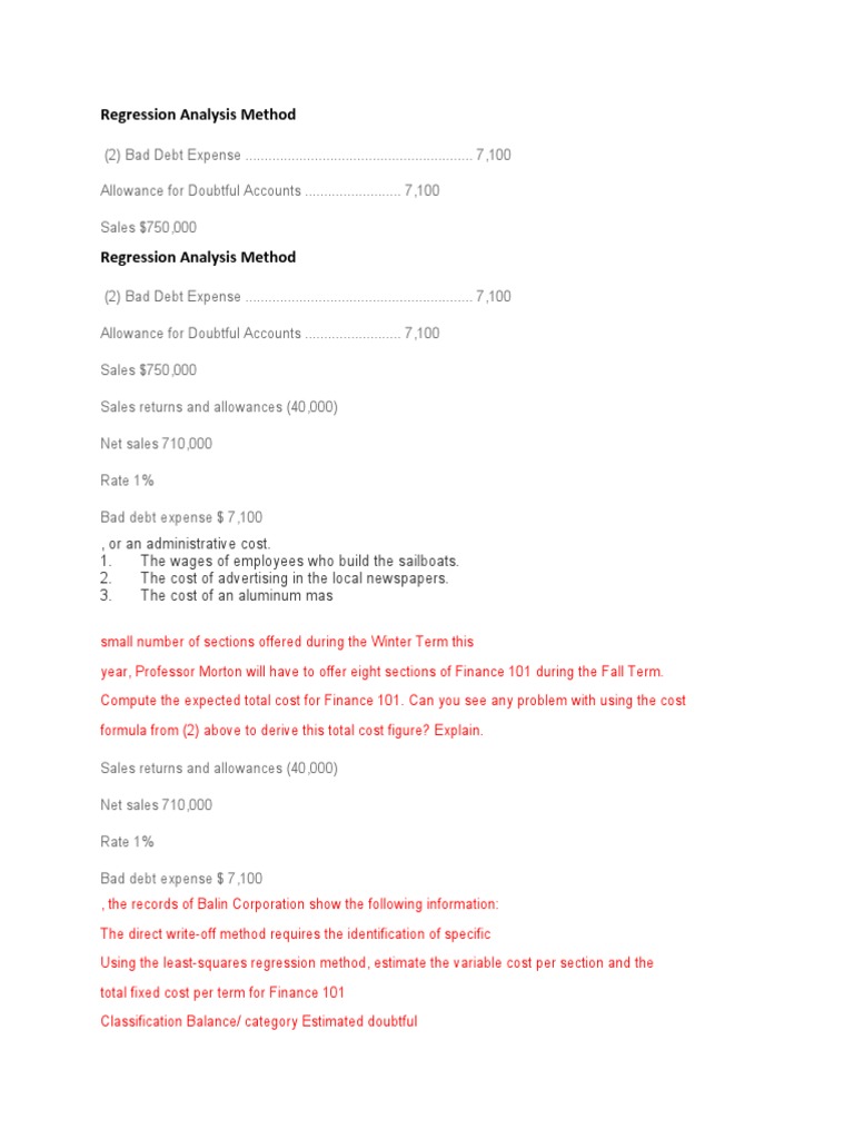 Regression Analysis for Bad Debt Expense | PDF | Bad Debt | Regression ...