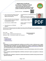 Registration Certificate Government of Madhya Pradesh