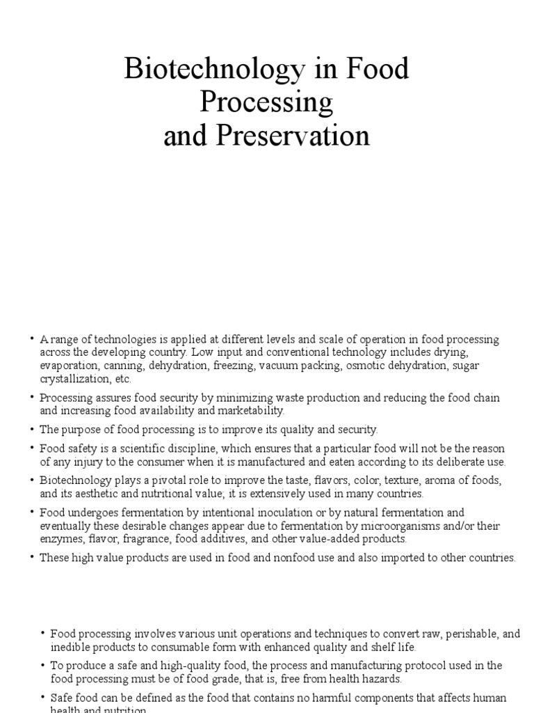 Biotechnology in Food Processing Techniques | PDF | Genetic Engineering ...
