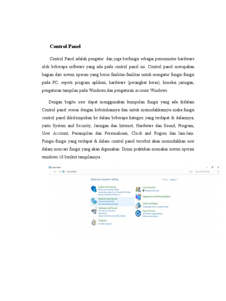 Pengantar Control Panel di Windows 10 | PDF | Komputer | Teknologi ...