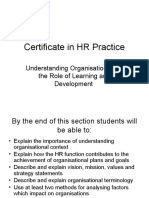 Certificate in HR Practice: Understanding Organisations and The Role of Learning and Development