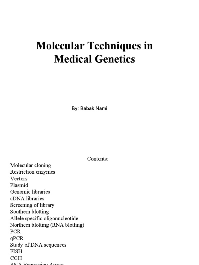 Molecular Techniques in Human Genetics | PDF | Complementary Dna ...