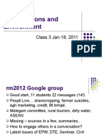 Organisations and Environment: Class 3 Jan 18, 2011