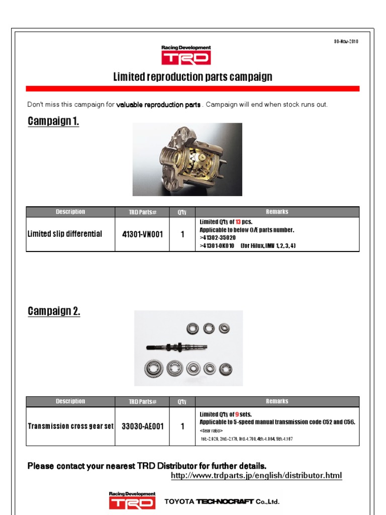 Limited Reproduction Parts Campaign | PDF