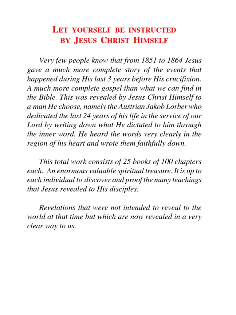 Jakob Lorber | PDF | Miracle | Jesus