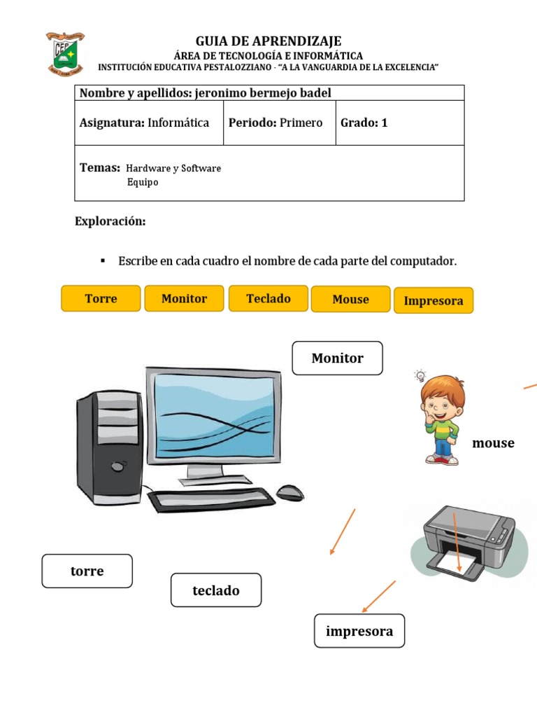 Guia De Aprendizaje Primer Periodo Grado 1 Informatica Pdf