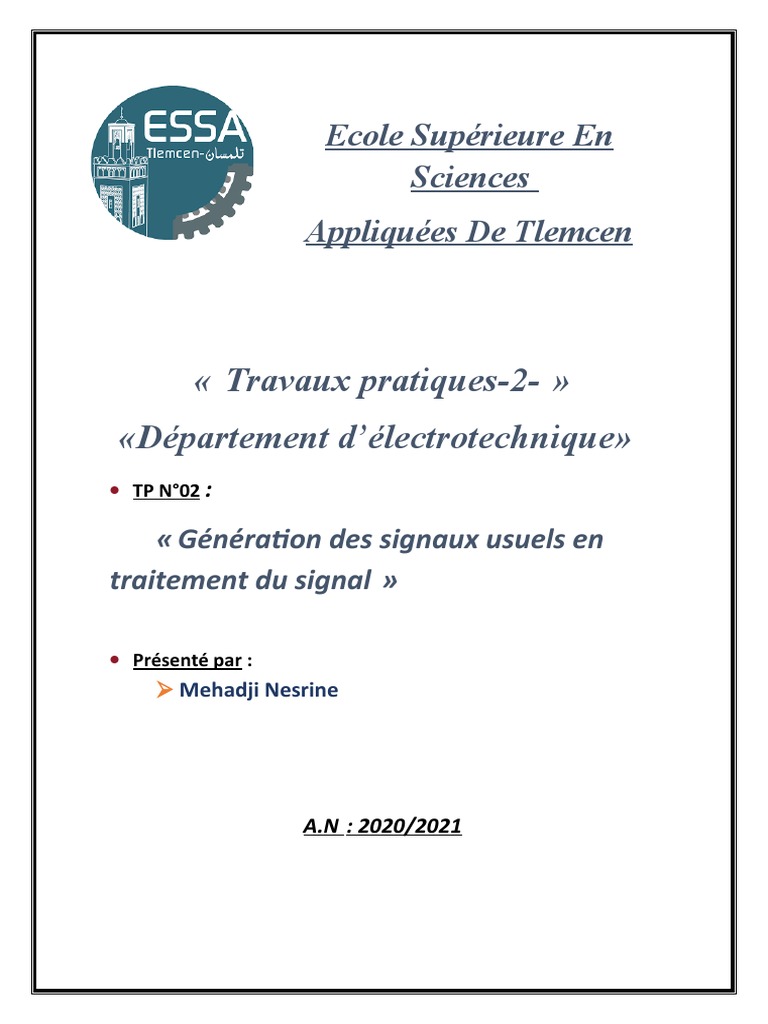 TP 2 Traitement Signal | PDF | Méthodes et références pédagogiques