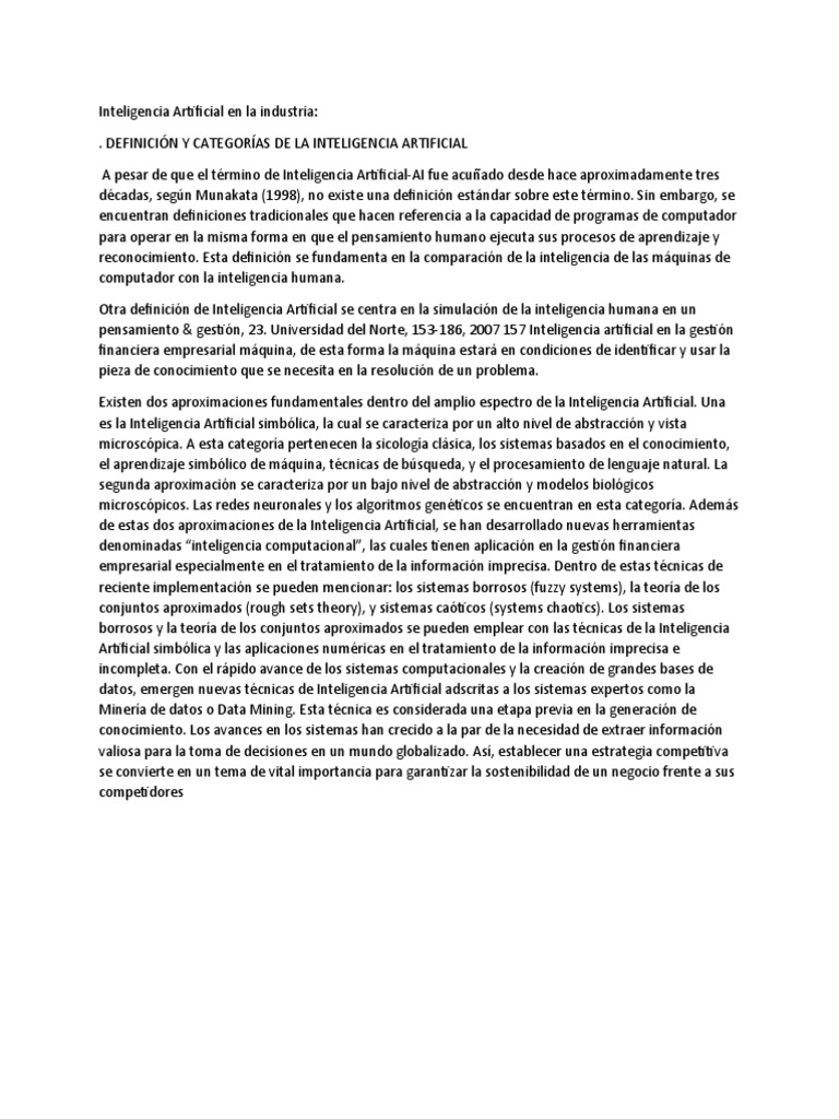 Impacto de la IA en la Industria Actual | PDF | Inteligencia artificial ...