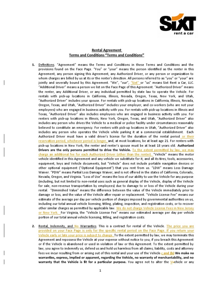 Rental Agreement Terms and Conditions An Analysis of the Legal