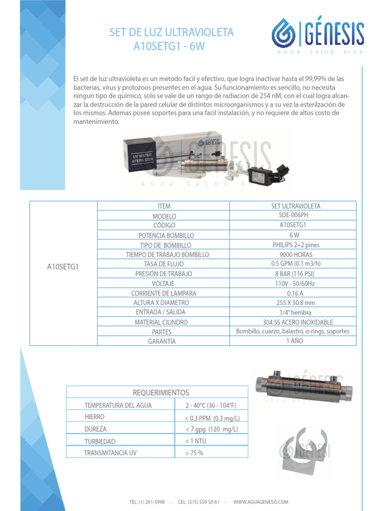 A10SETG1 - UV6W - PHILIPS - Ficha - Tecnica - Genesis | PDF ...