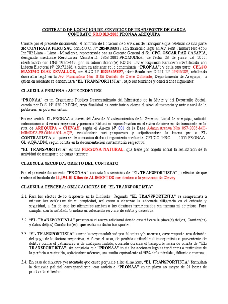 Contrato de Transportista PDF Ley común Conceptos legales