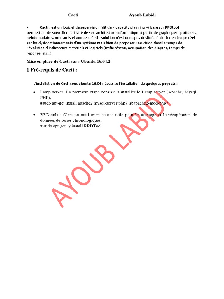 Installation et Configuration de Cacti | PDF | PHP | Communication ...