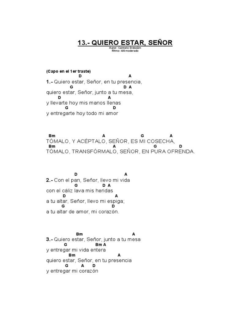 QUIERO ESTAR SEÑOR EN TU PRESENCIA Acordes PDF
