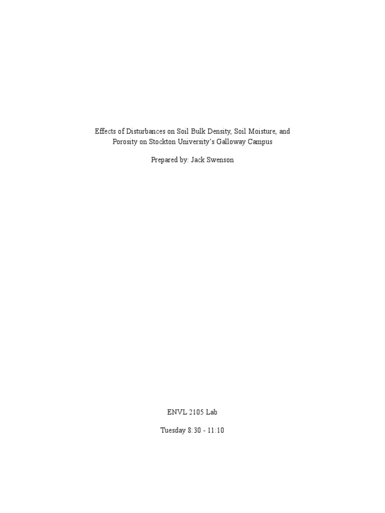 Envl2105 Soil Bulk Density Lab Report PDF Disturbance (Ecology) Soil