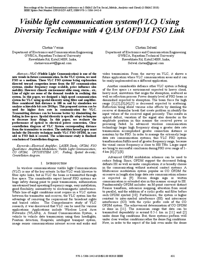 Visible Light Communication System (VLC) Using | PDF | Modulation ...