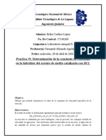 Practica #9, Determinación de La Constante de Velocidad en La Hidrólisis Del Acetato de Metilo Catalizada Con HCl.