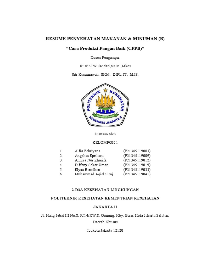 Panduan Cara Produksi Pangan Baik | PDF