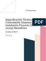 Contrato 3036377 Especificación Técnica para Contratación Empresa Instalación CA Biométrico VF