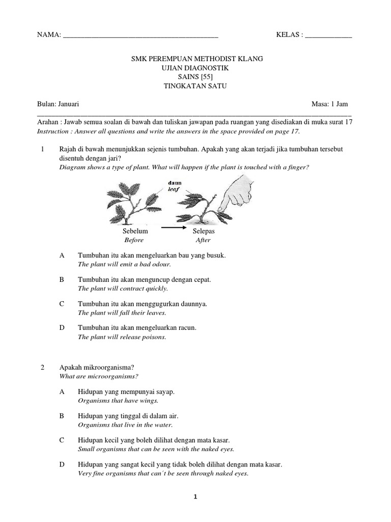 Ujian Diagnostik Sains Ting 1 Pdf