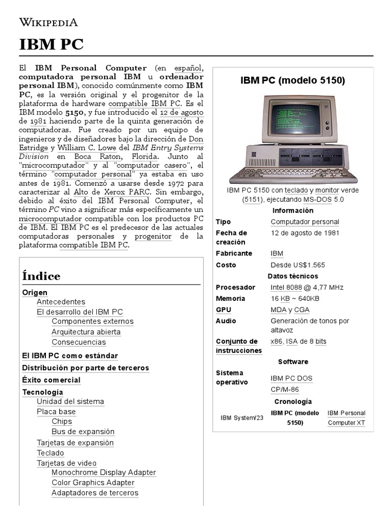 IBM PC - Wikipedia, La Enciclopedia Libre | PDF | Disco flexible ...